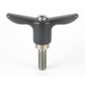 Morton Adjustable Handle, T-Handle Design, Cast Zinc, 3/8"-16 x 1.25" Stainless Steel External Thread, 2.56" Handle Diameter TH-3048SS